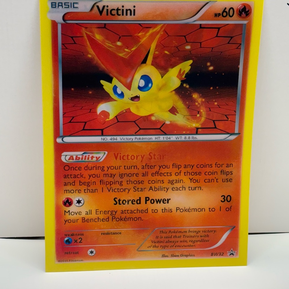 Victini Pokemon Card Style 3D Effect Poster Wall Art 12x16